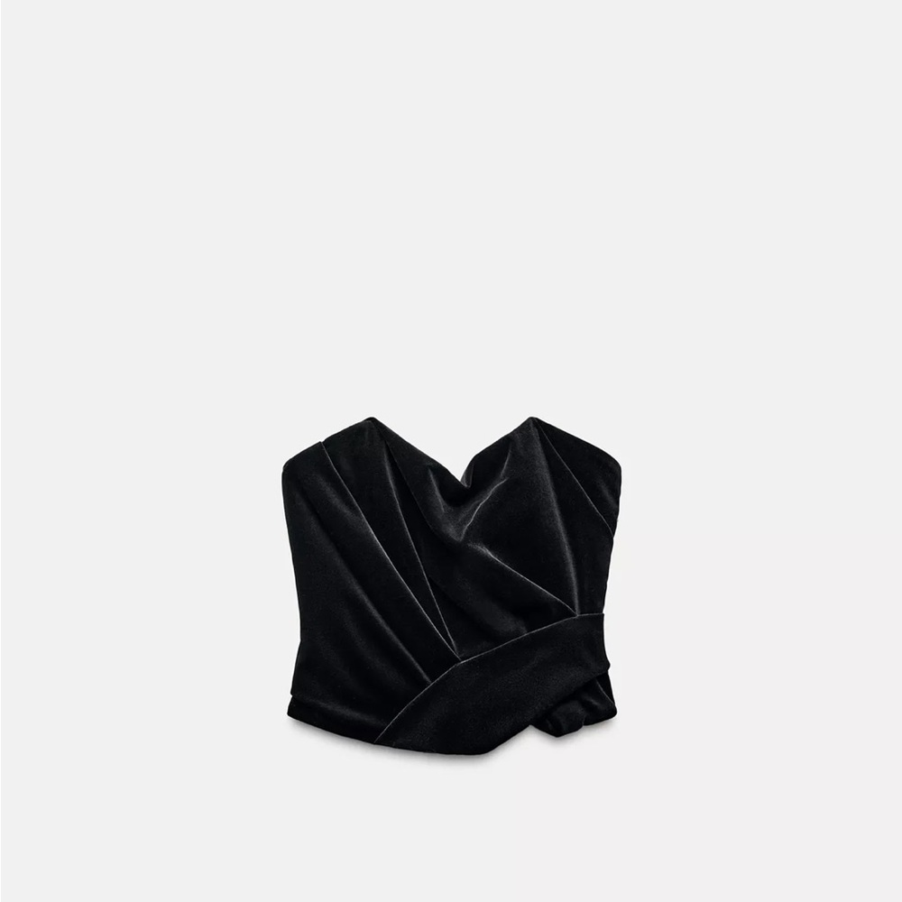Zara Black Velvet Blouse